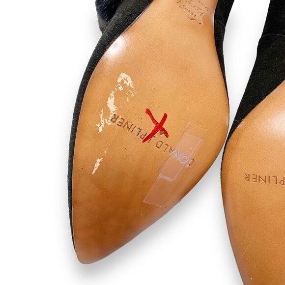 Donald J Pliner Renata  Black Suede Multicolor Fur-Trimmed Bootie Women’s Size 9 - Picture 8 of 13